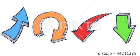 Arrows set. Colored hand drawn sketch 44211238