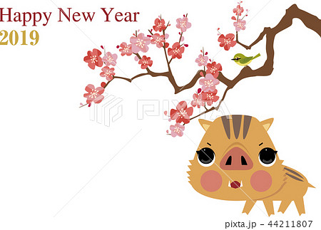 年賀2019_猪_うぐいす 年賀2019_猪_うぐいす 44211807