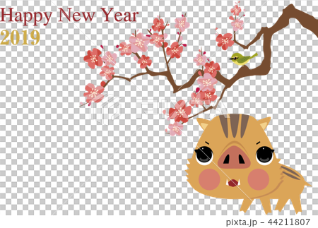 年賀2019_猪_うぐいす 年賀2019_猪_うぐいす 44211807