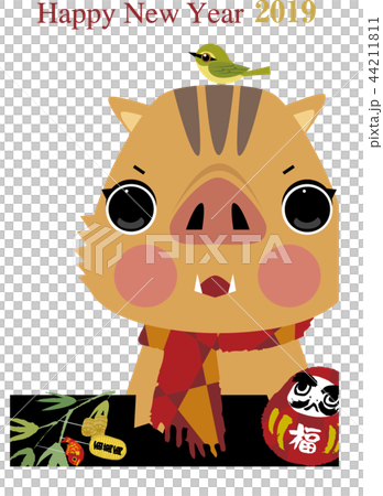 New Year 2019 _ Wild boar _ Uguisu _ Dharma _ Vertical type New Year 2019 _ Wild boar _ Uguisu _ Dharma _ Vertical type 44211811