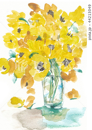 花瓶 花 水彩画のイラスト素材