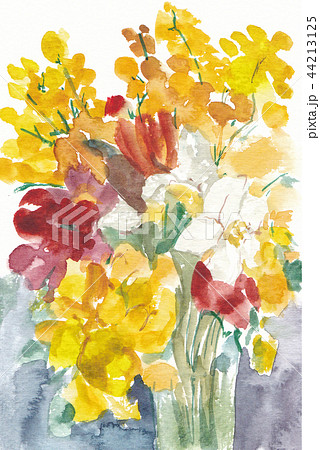 花 水彩画 花瓶のイラスト素材