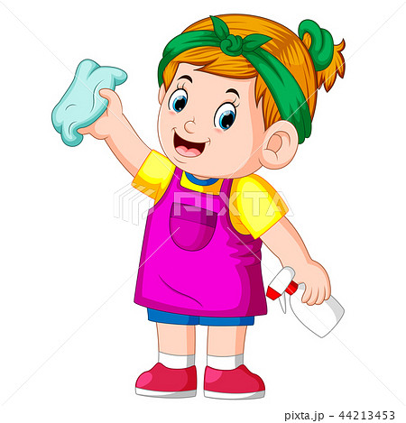 the smart girl clean up everything with the towel  44213453