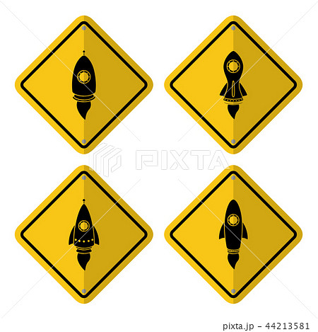 Warning sign icon with a rocket launch Warning sign icon with a rocket launch 44213581