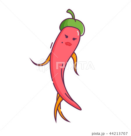 Red Hot Chili Pepper Girl Vegetable Characterのイラスト素材