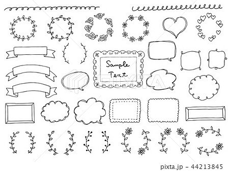 手描きのフレーム ラインセットのイラスト素材