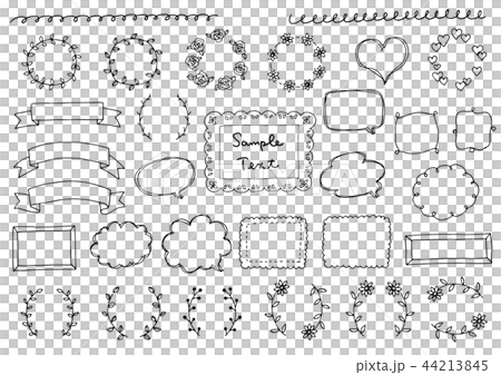 手描きのフレーム ラインセットのイラスト素材