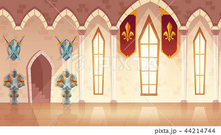 Vector Hall In Medieval Castle Royal Ballroom Stock Illustration