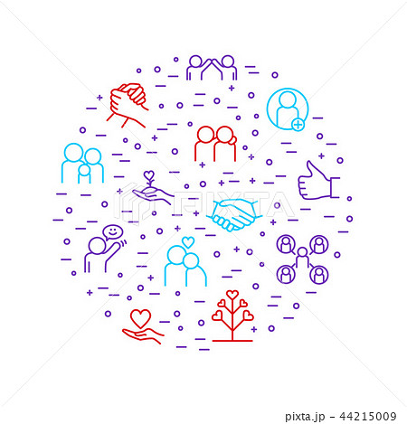 Relations and Emotions Thin Line Color Round Design Template. Vector Relations and Emotions Thin Line Color Round Design Template. Vector 44215009