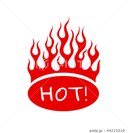 Burning red fire flame on oval sign hot for menu Burning red fire flame on oval sign hot for menu 44215010
