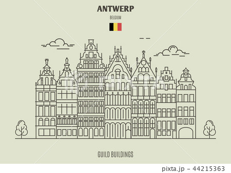Guild Buildings in Antwerp, Belgium. Landmark icon 44215363