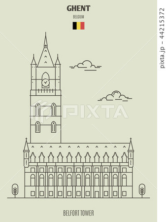 Belfort Tower in Ghent, Belgium. Landmark icon 44215372