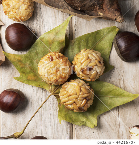chestnuts and panellets, typical of Catalonia 44216707