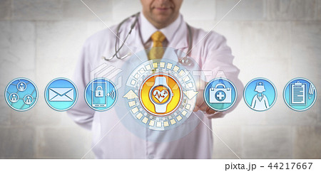 Clinician Adding Smart Wrist Watch With ECG App 44217667