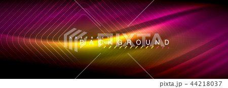 Neon glowing fluid wave lines, magic energy space light concept, abstract background wallpaper 44218037