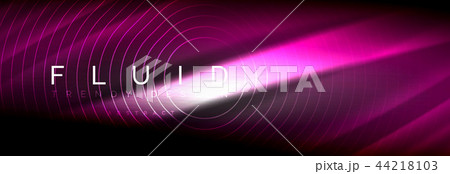 Neon glowing fluid wave lines, magic energy space light concept, abstract background wallpaper 44218103
