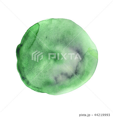 Round watercolor stain. A vibrant Green tone 44219993