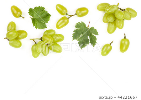 green grapes isolated on the white background with copy space for your text. Top view. Flat lay green grapes isolated on the white background with copy space for your text. Top view. Flat lay 44221667