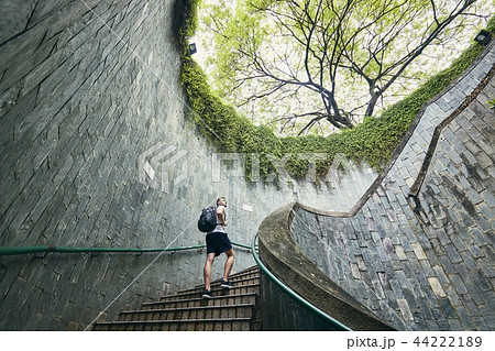 Spiral staircase of underground walkway 44222189