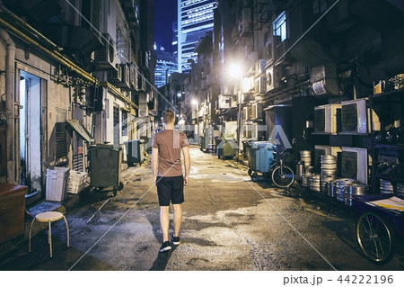 Dark narrow street in the city 44222196