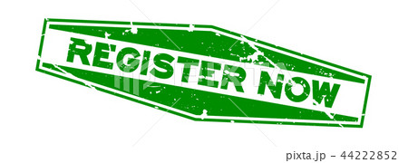 Grunge green register now hexagon rubber stamp 44222852