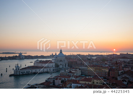 Aerial view of Venice at dawn, Italy 44225345