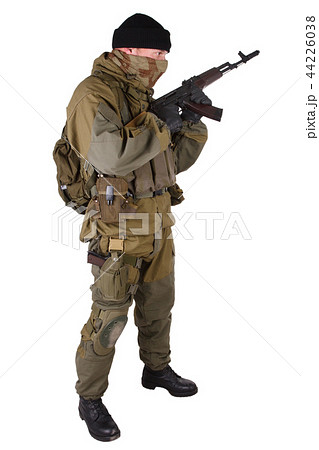shooter with kalashnikov rifle 44226038