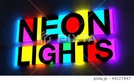 Colorful and glowing lettering neon lights 44227847