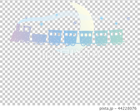 Silhouette of a train running in the night sky 44228076