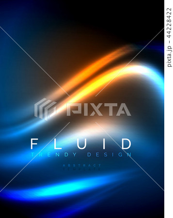 Neon glowing wave, magic energy and light motion background. Vector illustration 44228422