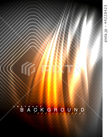 Neon glowing wave, magic energy and light motion background. Vector illustration 44228423