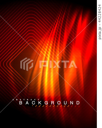 Neon glowing wave, magic energy and light motion background. Vector illustration 44228424