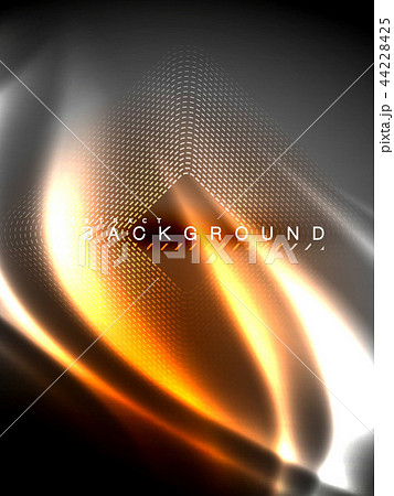 Neon glowing wave, magic energy and light motion background. Vector illustration 44228425