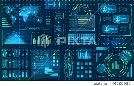 Futuristic HUD Design Elements. Infographic or Technology Interface for Information Visualization 44230986