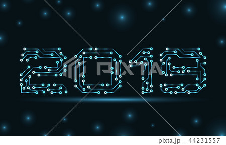 Text 2019 Made in Circuit Texture, Template for Happy New Year 44231557