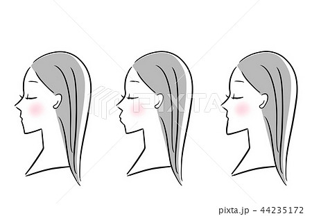 女性 横顔 Eライン セットのイラスト素材