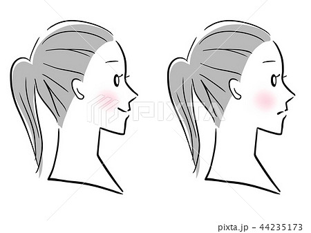 横向き 女性 笑顔 セットのイラスト素材