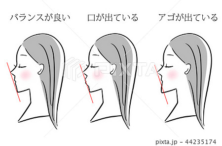 女性 顔 バランス セットのイラスト素材