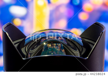 Wide angle fisheye front glass lens curve reflect 44238024