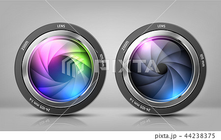Vector set with camera lenses, zoom objectives 44238375