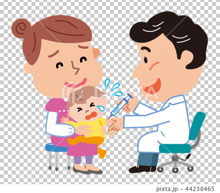 予防接種 親子 乳幼児 イラスト のイラスト素材