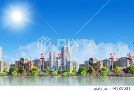 Wide panorama of clean eco green city urban 44239081