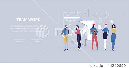 Team work - flat design style colorful banner 44240899