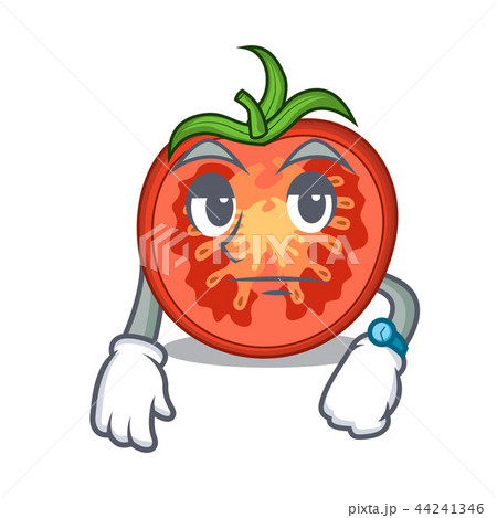 Waiting red tomato slices isolated on mascot 44241346