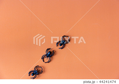 black spiders on the orange background black spiders on the orange background 44241474