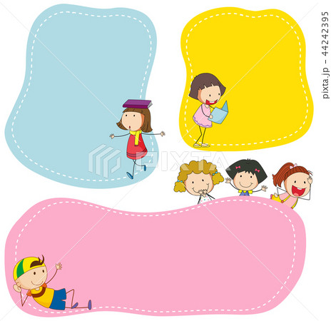 Boy and girl on blank note Boy and girl on blank note 44242395