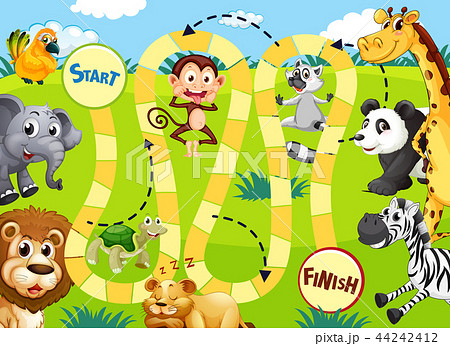 Jungle animal board game template 44242412