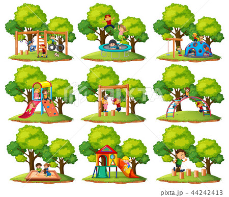 Set of playground park scenes 44242413