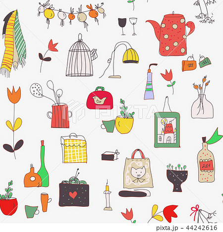 Kitchen set seamless pattern illustration 44242616
