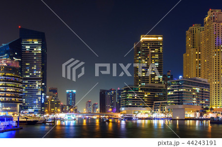 Dubai marina night scene in the UAE 44243191